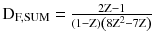 $$ {\text{D}}_{\text{F,SUM}} = \frac{{{2\text{Z}} -1}}{{\left({{1 - \text{Z}}} \right)\left({{8\text{Z}}^{2} -{7\text{Z}}} \right)}} $$