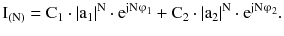 $$ {\text{I}}_{{({\text{N}})}} = {\text{C}}_{1} \cdot \left| {{\text{a}}_{1} } \right|^{\text{N}} \cdot {\text{e}}^{{{\text{jN}}{\upvarphi }_{1} }} + {\text{C}}_{2} \cdot \left| {{\text{a}}_{2} } \right|^{\text{N}} \cdot {\text{e}}^{{{\text{jN}}{\upvarphi }_{2} }} . $$