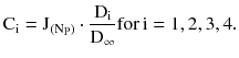 $$ {\text{C}}_{\text{i}} = {\text{J}}_{{ ( {\text{N}}_{\text{P}} )}} \cdot \frac{{{\text{D}}_{\text{i}} }}{{{\text{D}}_{\infty } }}{\text{for}}\,{\text{i}} = 1,2,3,4. $$