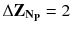 $$ \Delta {\mathbf{Z}}_{{{\mathbf{N}}_{{\mathbf{P}}} }} = 2 $$