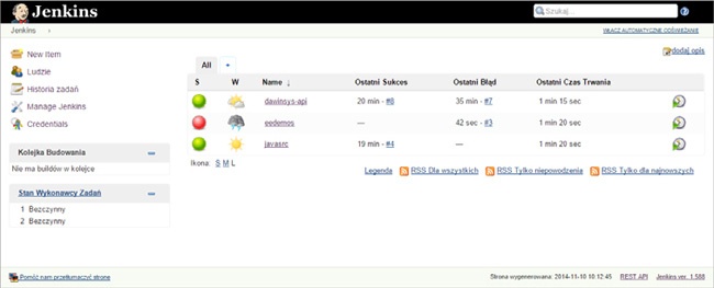 Jenkins: Dashboard — strona główna