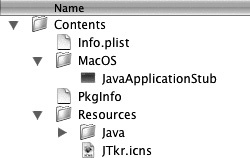 Pliki w katalogu aplikacji napisanej w Javie w systemie Mac OS X