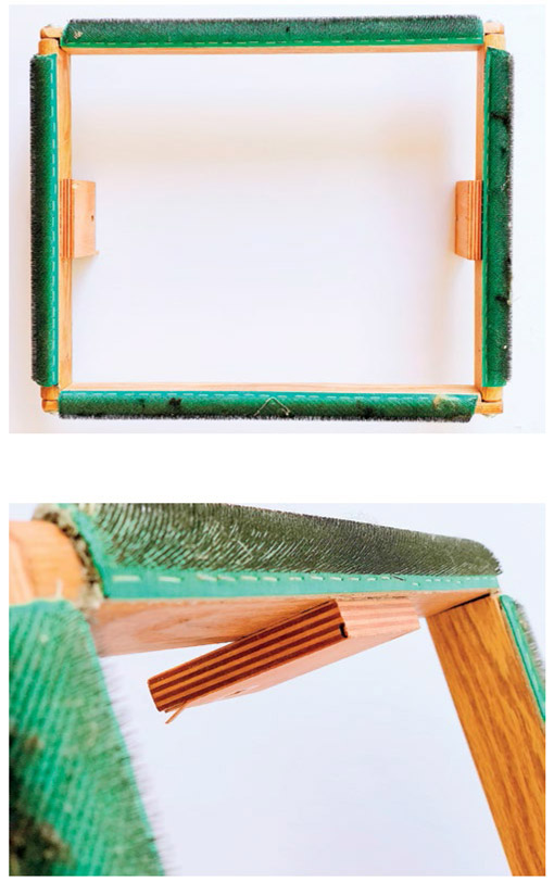 Frame with gripper strips.