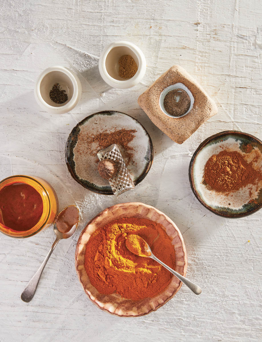 A spread of the ingredients for Golden Milk Honey Mix.