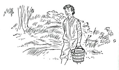 Abe fetching water.