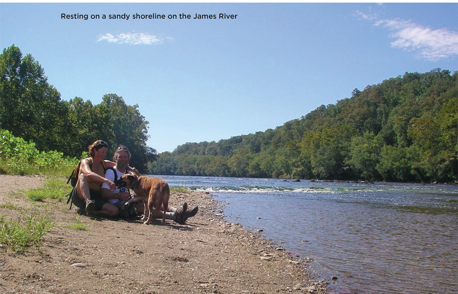 Resting on a sandy shoreline on the James River