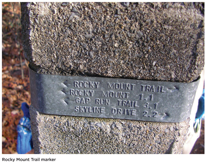 Rocky Mount Trail marker