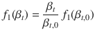 
$$\displaystyle{ f_{1}(\beta _{t}) = \frac{\beta _{t}} {\beta _{t,0}}\,f_{1}(\beta _{t,0}) }$$
