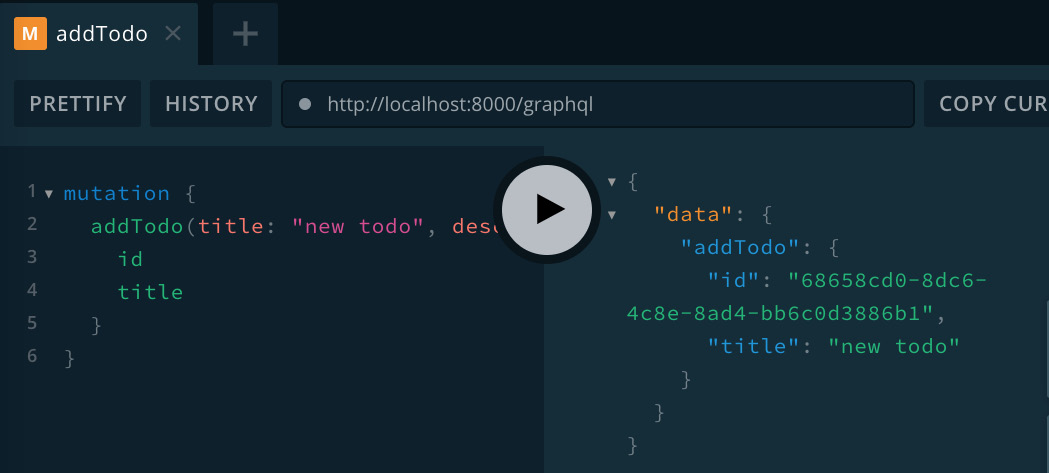 Figure 9.5 – The GraphQL playground for the addTodo mutation
