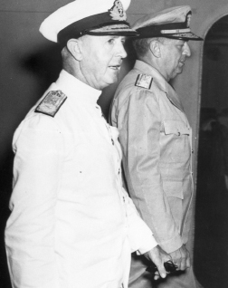 Sir Andrew Cunningham foreground, with American vice admiral H. Kent Hewitt. U.S. Naval Institute Photo Archive