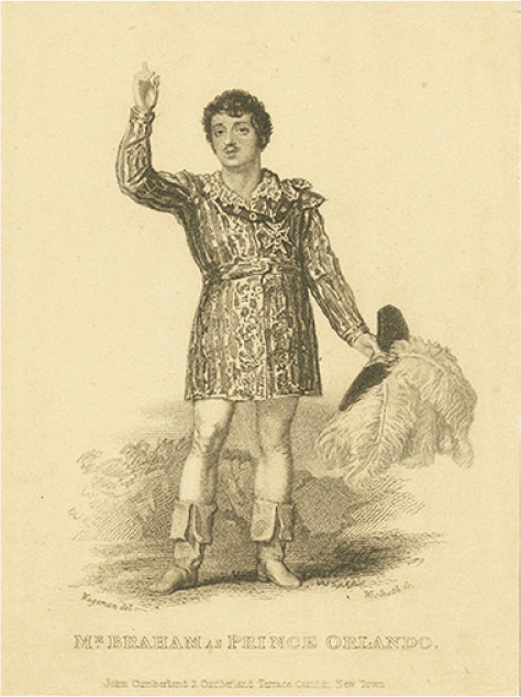 John Braham as Prince Orlando by Thomas Woolnoth, 1828.