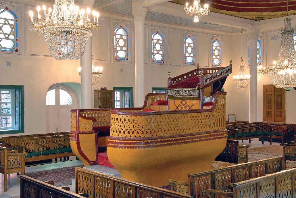 Interior of Balat synagogue in Istanbul. The sixteenth-century building was damaged by fire but the eighteenth-century rebuild seen here stayed close to the original, including the ship-shaped teva reading dais.