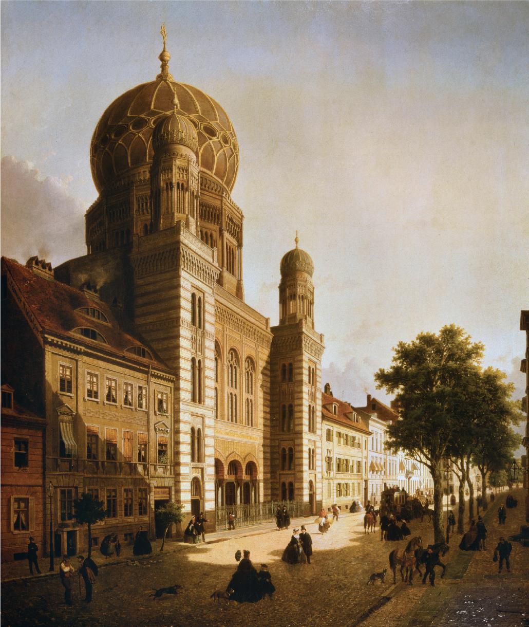 The Synagogue on Oranienburger Strasse, Berlin by Emile Pierre Joseph de Cauwer, 1865.