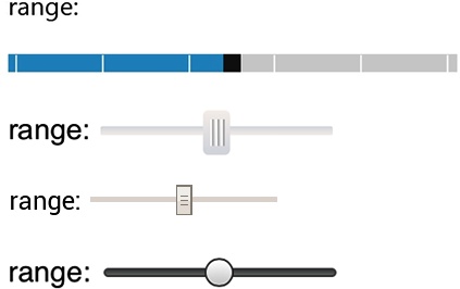 Sliders created by a range control on Windows Phone, Blackberry 10, iPhone, and Chrome