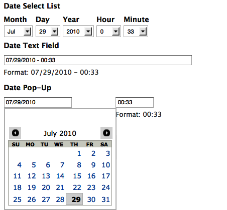 Date form elements