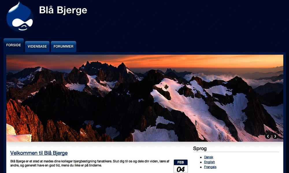 The finished Blue Peak Fanatics website, displaying in Danish