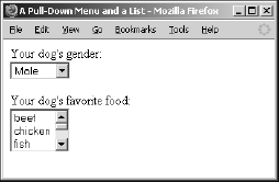 A pull-down menu and a scrolling list