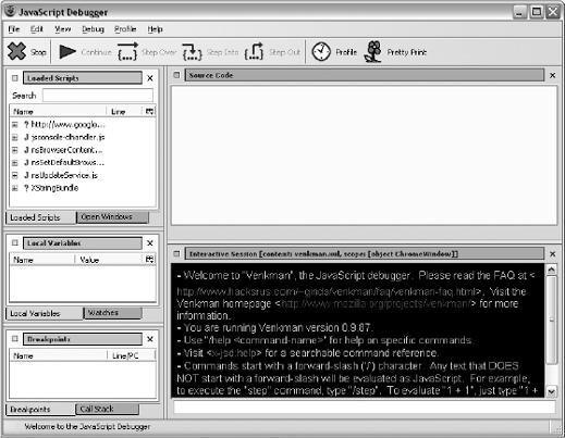 The Venkman JavaScript debugger