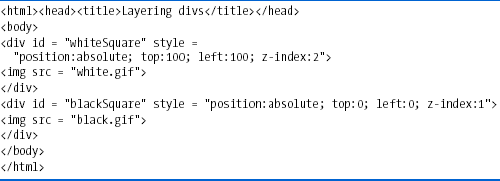 Layering divs with z-index