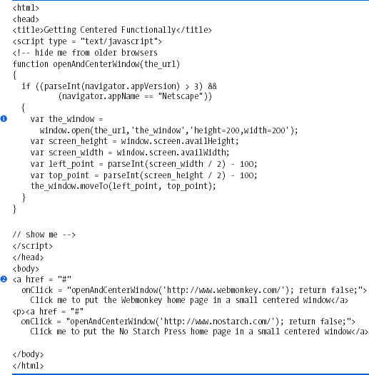 Opening and centering a window with a parameter