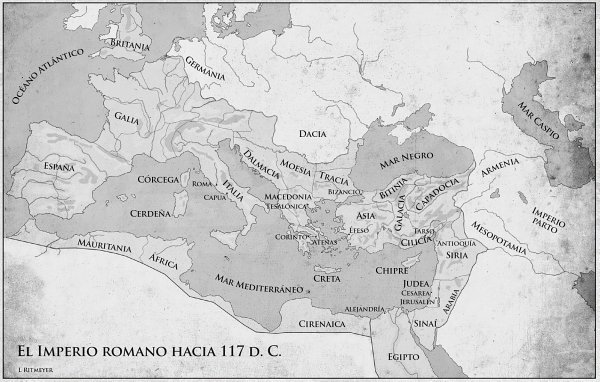 mapa del Imperio romano hacia 117 d. C.