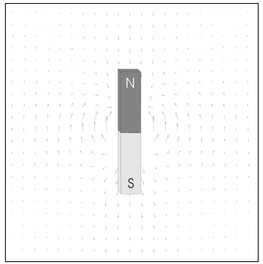 Figure 4.4. An example of a magnetic field where the length and direction of each vector represent the relative direction and magnitude of the force, respectively, at various points.