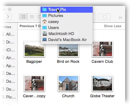 Right-click or two-finger click a Finder window’s title bar to summon the hidden folder hierarchy menu. This trick also works in most other macOS programs. For example, you can right-click a document window’s title to find out where the document is actually saved on your hard drive.