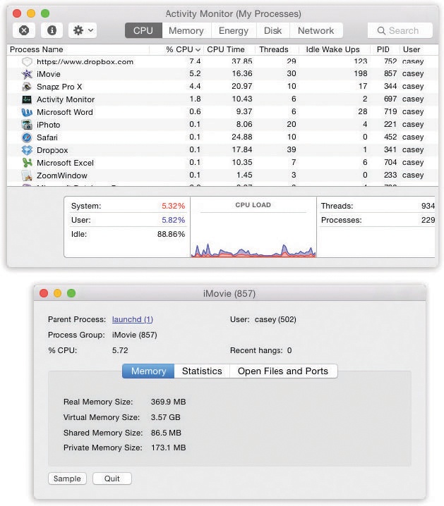 The many faces of Activity Monitor.