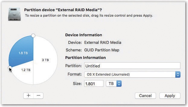 To add each new partition, click +.