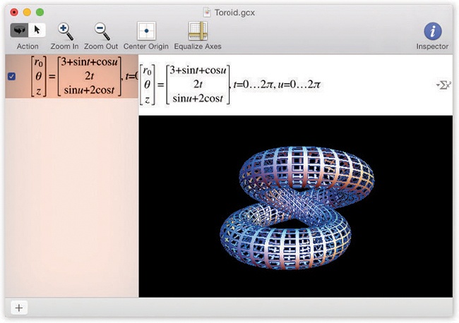 In general, you type equations into Grapher just as you would on paper (like z=2xy). If in doubt, check the online help, which offers enough hints on functions, constants, differential equations, series, and periodic equations to keep the A Beautiful Mind guy busy for days.