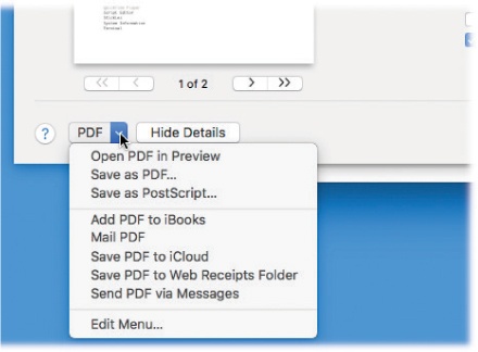 The PDF button is crawling with neat ways to process a document while it’s still open—and you can add to this pop-up button’s list, too. For example, you can create even more elaborate pathways for documents you want to print or convert to PDF using an Automator workflow you’ve built yourself, if you’re that kind of technical.