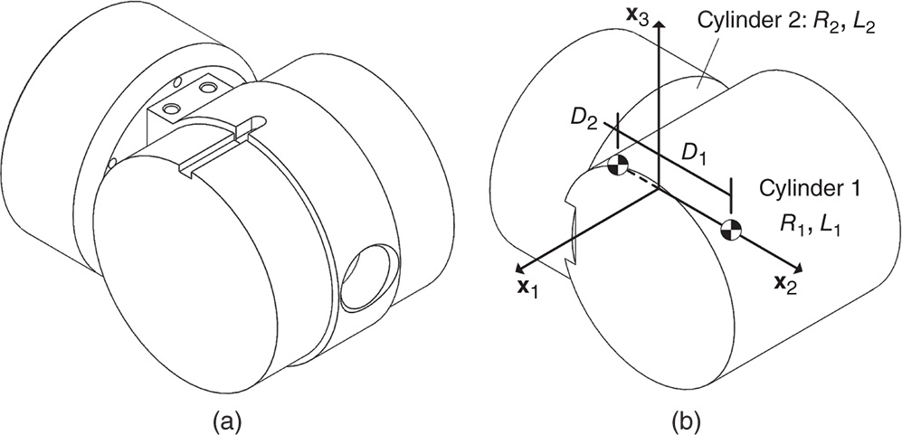 Illustration of industrial robot end effector component. (Left) Detailed design. (Right) Geometric primative.