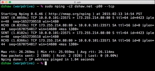 Host detection with Nping