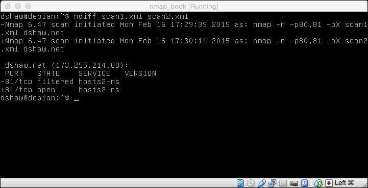 Comparing Nmap results with Ndiff