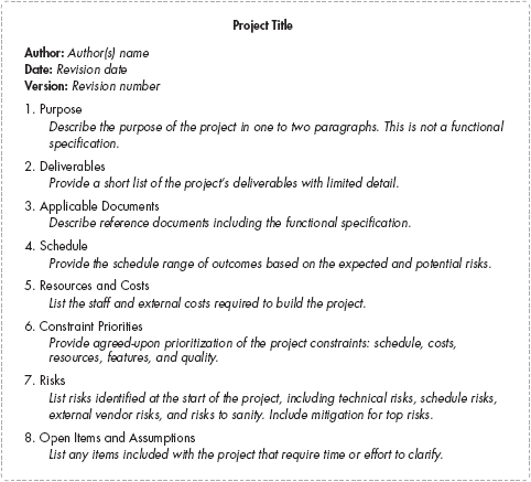 Sample project plan template