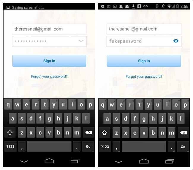 LinkedIn for Android-Unmask password option