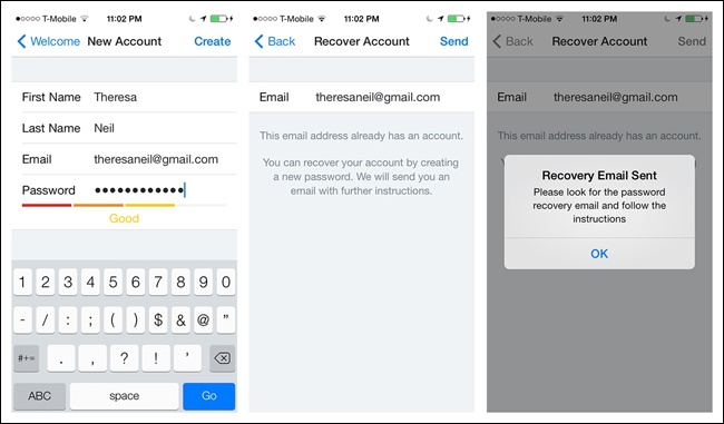 Dropbox for iOS: elegant solution for the duplicate registration scenario