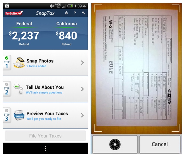 Intuit’s TurboTax SnapTax for Android and iOS: drill down to the details