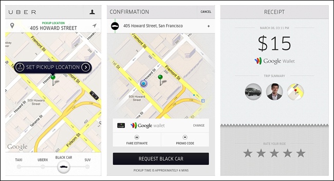 Uber for iOS integrates Google Wallet to simplify booking a car