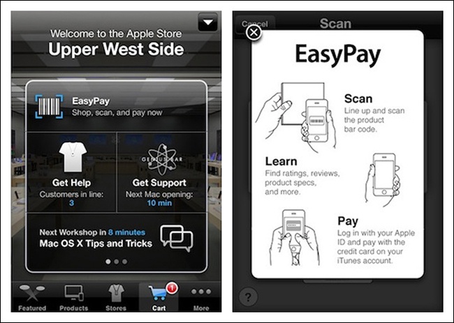 The Apple Store includes the EasyPay self-checkout feature