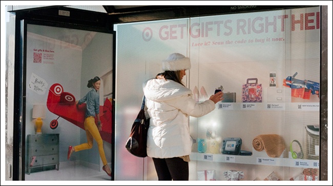 Target and CBS Outdoors (): a bus stop becomes a “digital holiday experience”