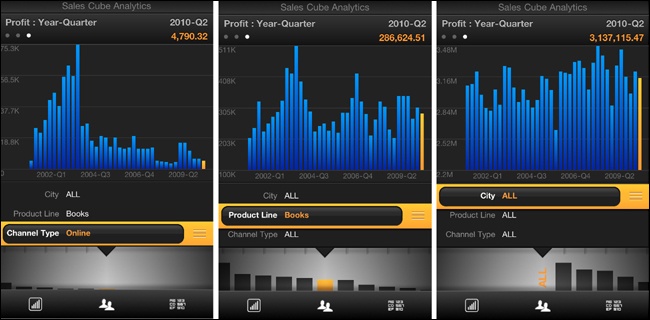 Roambi for iOS 6: Pivot Table–style filtering