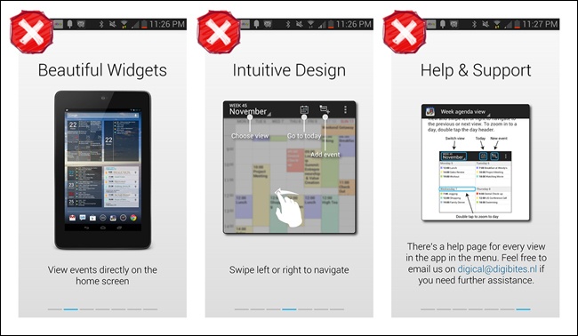 DigiCal for Android: the text is abstracted from the activities it describes