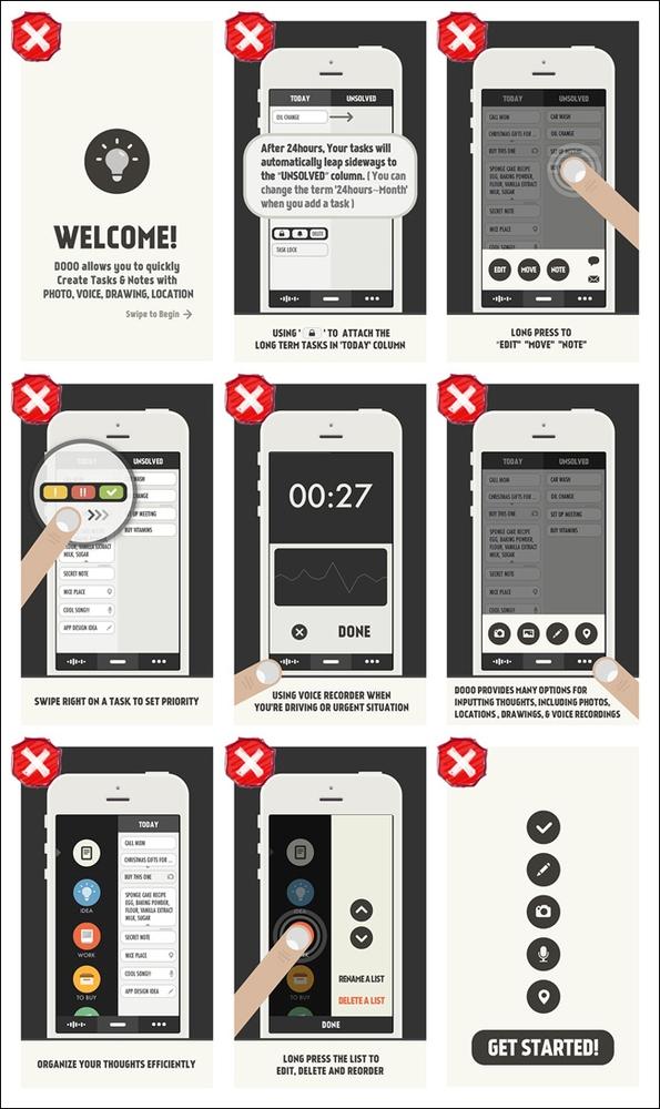 Dooo for iOS: overwhelming frontloaded information goes on and on (11 pages total)