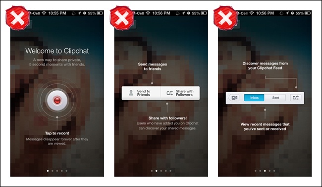Clipchat for iOS: too much up-front information, abstracted from usage context