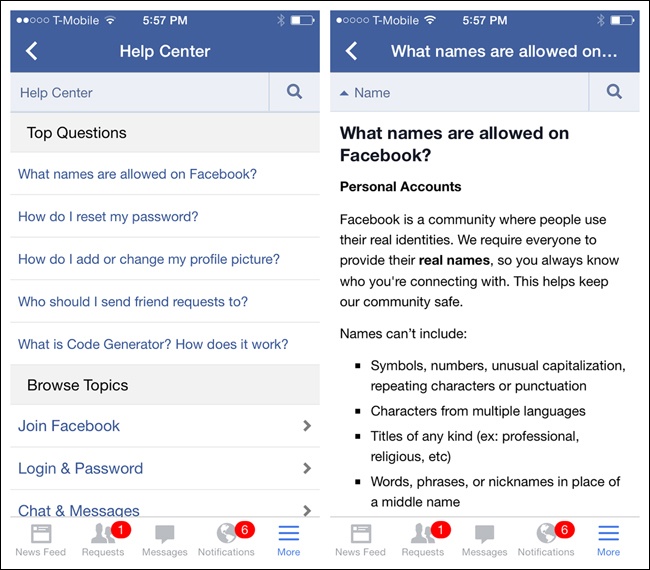 Facebook for iOS: multilevel User Guides