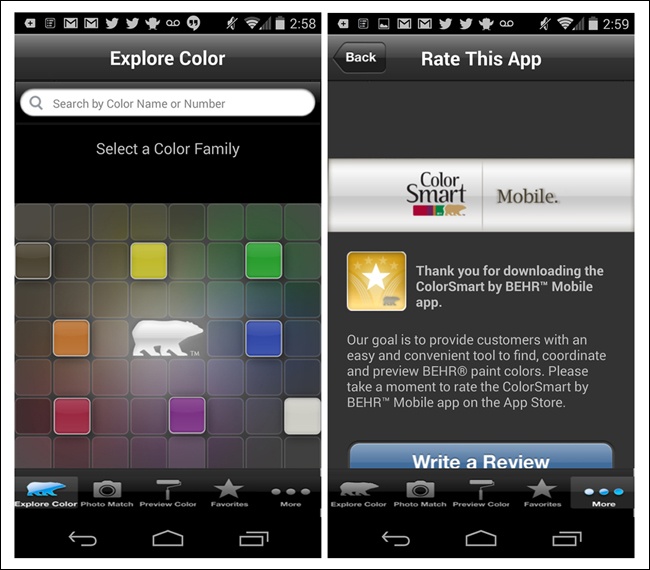 Behr Paint for Android: iOS design ported one-for-one to Android