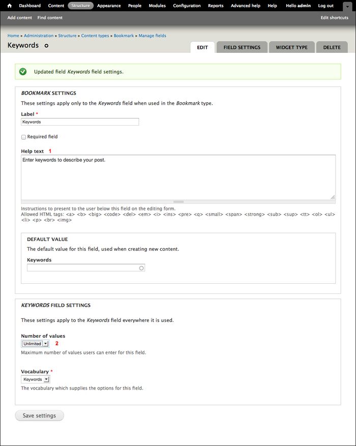 Adding a taxonomy to a content type