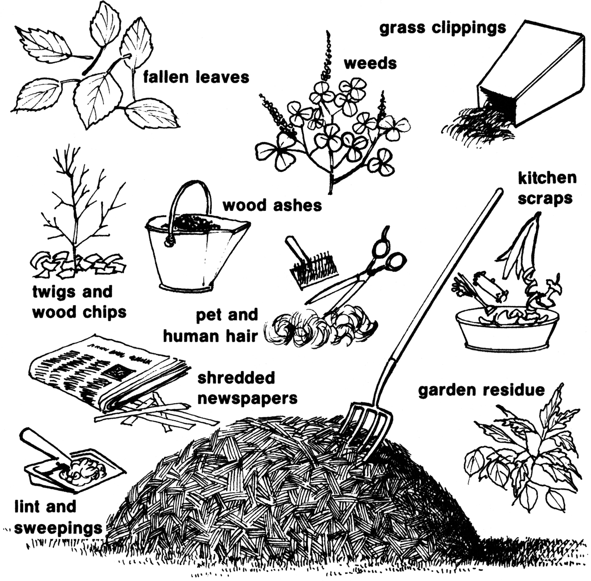 The search for a variety of composting materials should begin at home.