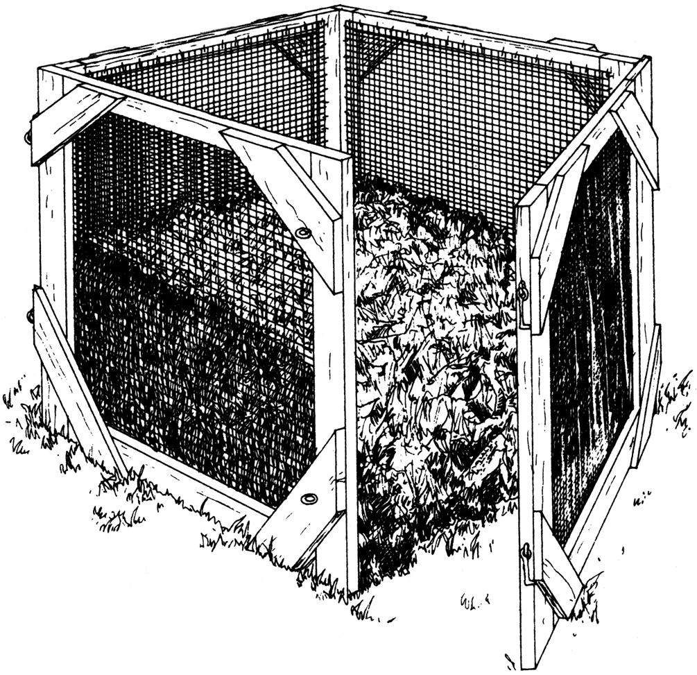 The wire-and-wood cage-type bin is inexpensive and portable.